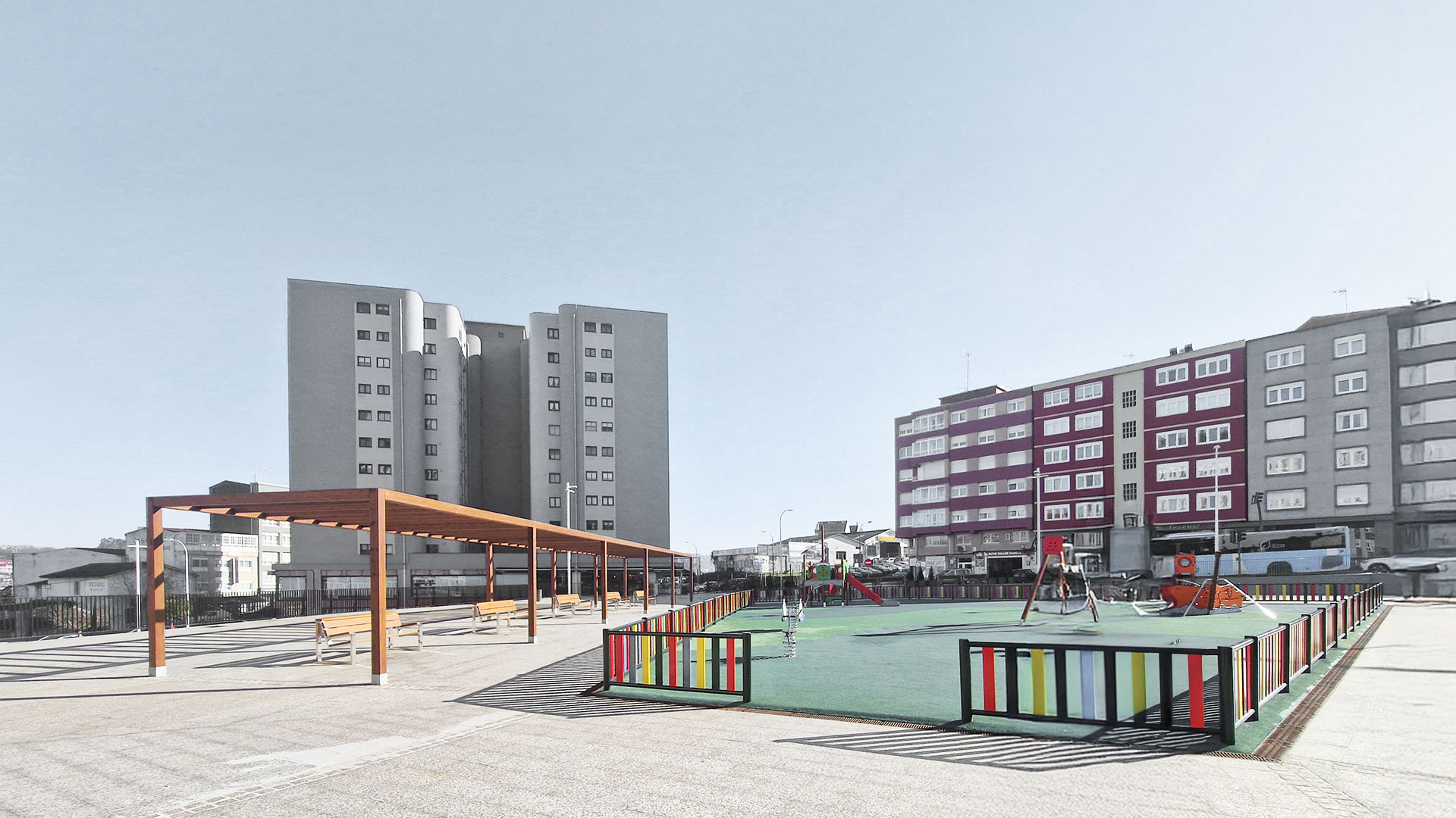 Plaza de Galicia en Culleredo, A Coruña, cerca del Estudio de Arquitectura y Urbanismo Arq Blas Tojo